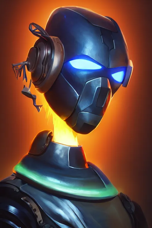 Image similar to epic mask helmet robot ninja portrait stylized as fornite style game design fanart by concept artist gervasio canda, behance hd by jesper ejsing, by rhads, makoto shinkai and lois van baarle, ilya kuvshinov, rossdraws global illumination radiating a glowing aura global illumination ray tracing hdr render in unreal engine 5