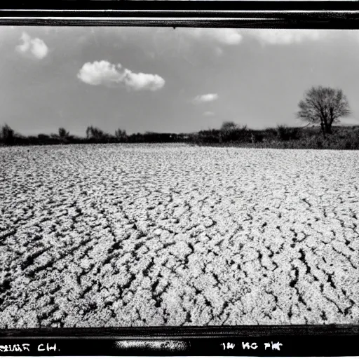 Image similar to a bright light covering the sky, dirt ground, dust, taken on a ww 2 camera, very high bloom ammount, realistic.