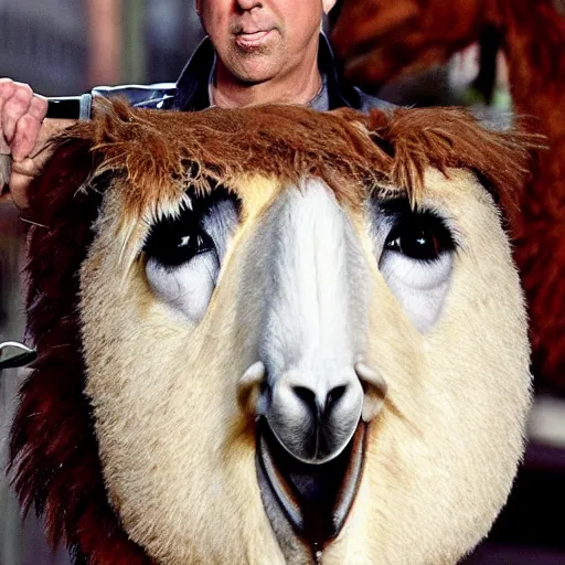 Image similar to nicholas cage is a llama, haha look at silly llama nicholas cage