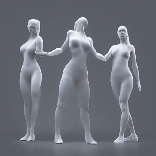 Prompt: 3 d fluid simulation render, octane render, xparticles, white colors, female bodies, white carved abstract sculpture