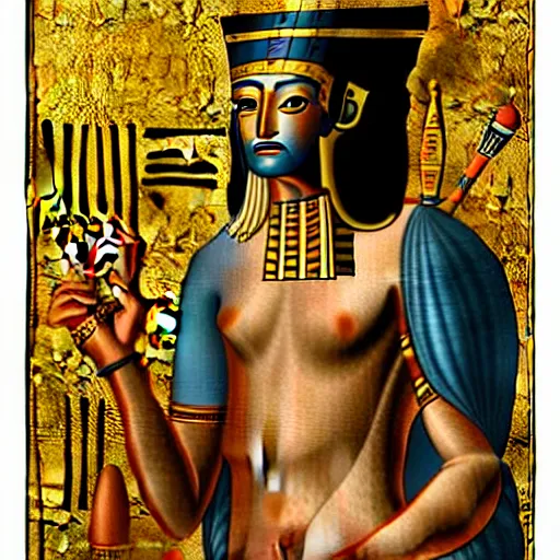 Image similar to hermes trismegistus, egyptian paining