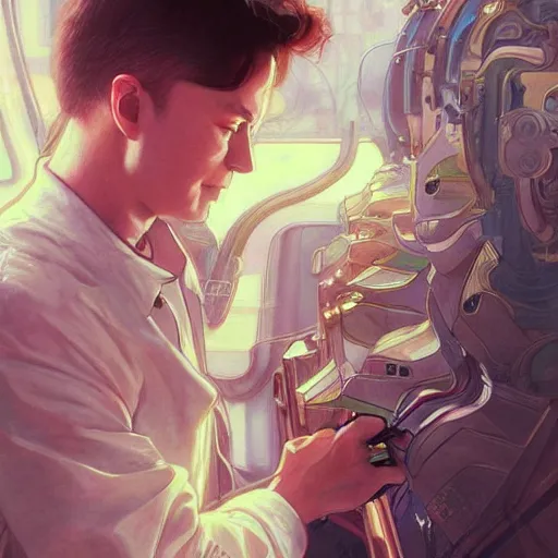 Prompt: ultra realistic illustration, elon musk as young anime, intricate, elegant, highly detailed, digital painting, artstation, concept art, smooth, sharp focus, illustration, art by artgerm and greg rutkowski and alphonse mucha