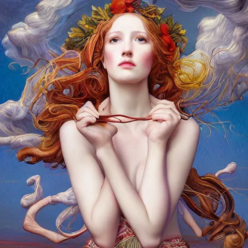 Image similar to amazing artgerm portrait of string - cheese - incident as a preraphaelite painting, collaboration with j. scott campbell and artgerm with edward burn jones