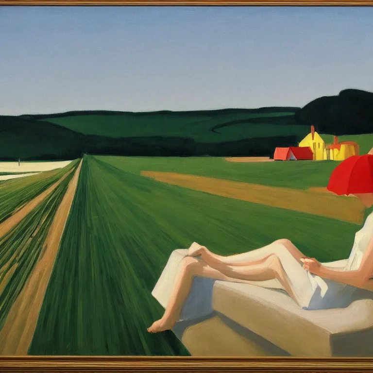 Image similar to dreaming from a new economy and a new financial system for high precision farming, painted by Alex Katz, painted by Edward Hopper, airbrush