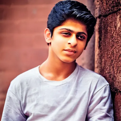 Image similar to dslr photo portrait still of 1 6 year old age sixteen shahrukh khan at age 1 6!!!, 8 5 mm f 1. 8