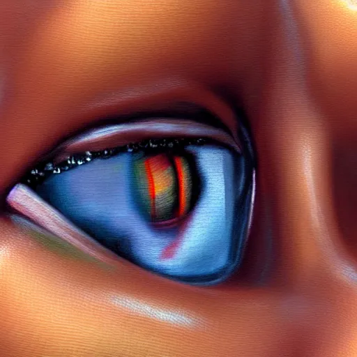 Prompt: cyborg fashion model close - up, hyperrealism oil painting, matte