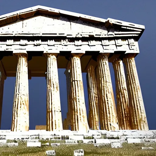 Prompt: Greek temple https://firebasestorage.googleapis.com/v0/b/noonshot-prod.appspot.com/o/midjourney%2Fimages%2Ff423f027-cf95-4bb1-94ca-d0d68da9f669?