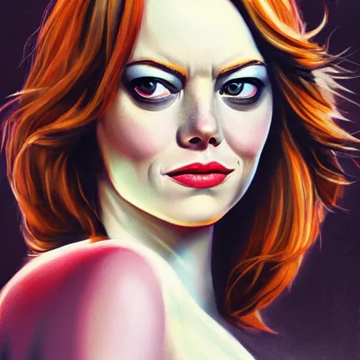 Prompt: emma stone as an owl, artwork by mark brooks,