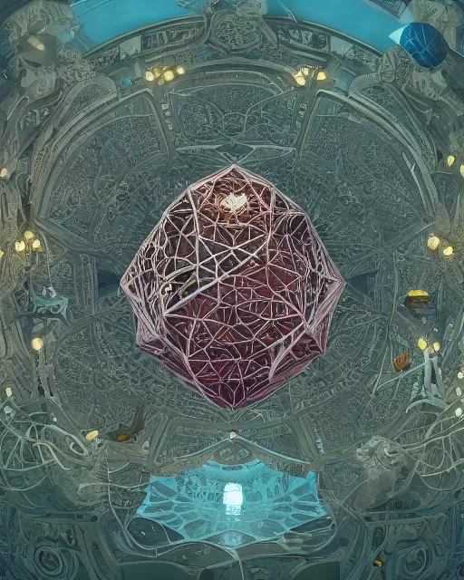 Prompt: highly detailed vfx of icosahedron, global illumination, detailed and intricate environment by james jean, victo ngai and tristan eaton