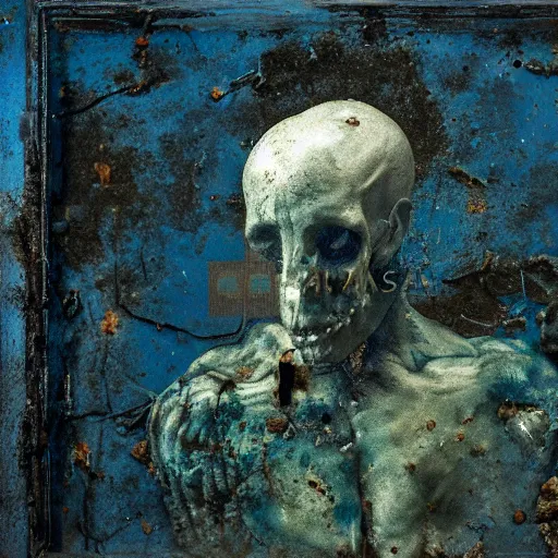 Image similar to one man in a cemetery digging up a dead body, by nicola samori, painting, 8 k, high detail, medium blue, orange, and dark green tones, high quality, sad feeling, high detail, dark colors, sinister atmosphere, dramatic lighting, cinematic, establishing shot, extremely high detail, photo realistic, cinematic lighting