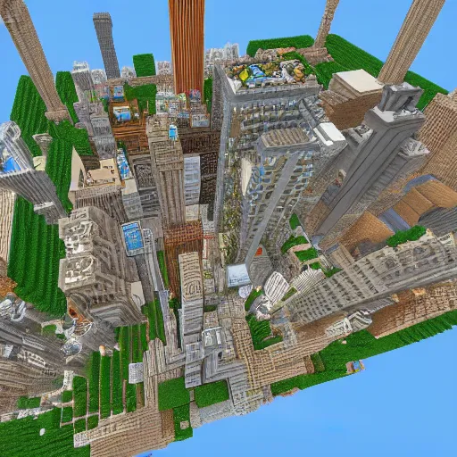 Prompt: new york city built in minecraft