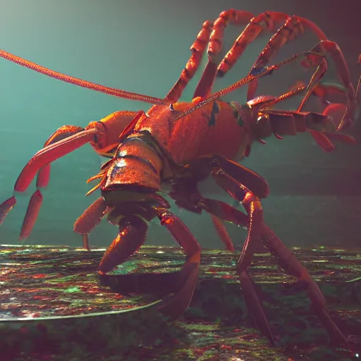 Prompt: lobsterpunk world. hyperdetailed photorealism, volumetric lighting, 3 d finalrender