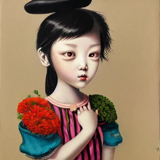 Image similar to a painting in the style of kim jung gi and in the style of mark ryden.