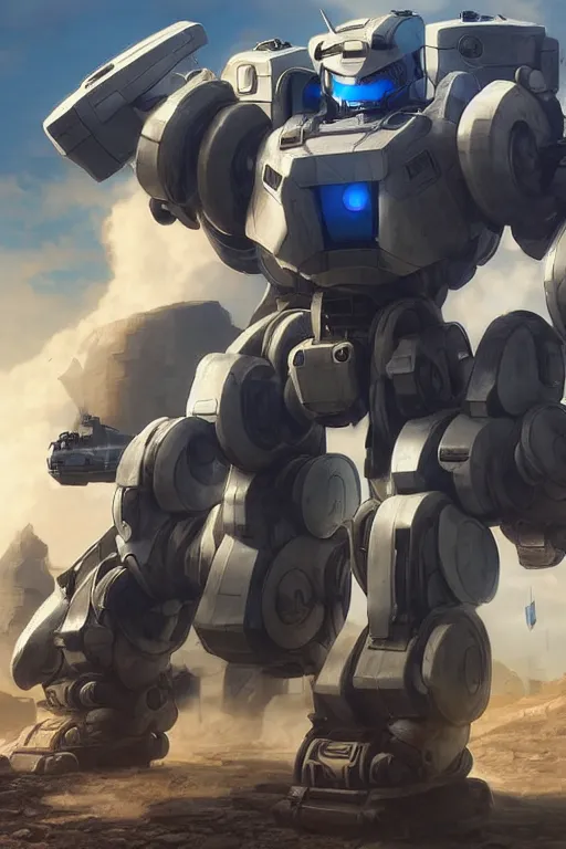 Image similar to mechwarrior 5 : mercenaries mech megaman transformer robot boss tank engine game octane render, 4 k, hd 2 0 2 2 3 d cgi rtx hdr style chrome reflexion glow fanart, global illumination ray tracing hdr fanart arstation by ian pesty by jesper ejsing pixar and disney unreal zbrush central hardmesh