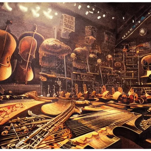 Image similar to fine concept art of a scene the visual themes in the music of Andreas Vollenweider, highly realistic and detailed, intricate, cinematic lighting