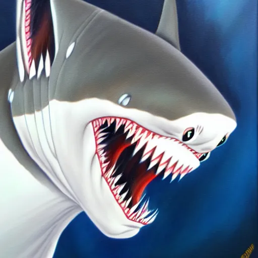 Prompt: shark cat hybrid, detailed ilustration, oil paint