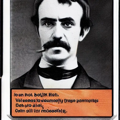 Image similar to John Wilkes Booth on a pokemon card, 4k, Pokemon Card