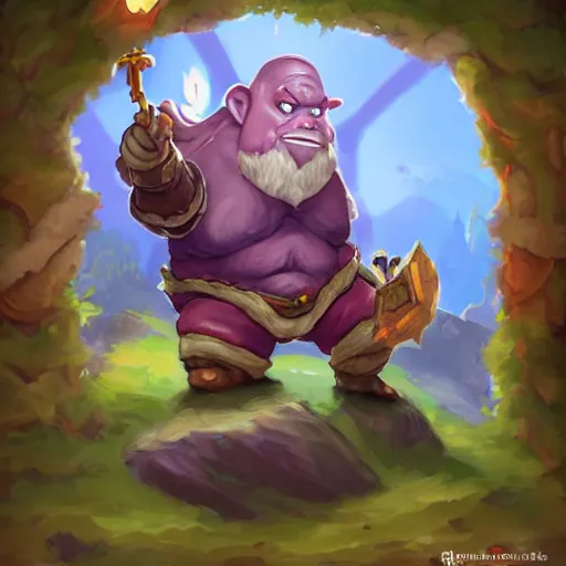 Prompt: a cute and small ogre wizard, hearthstone, concept illustartion, character art,