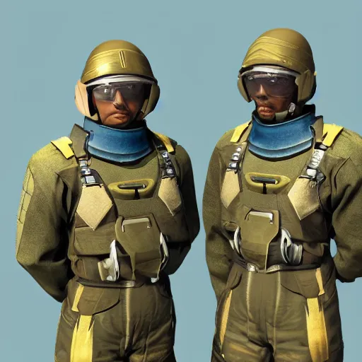 Image similar to a futuristic soldier captain with a metal visor and a blue shoulderpad