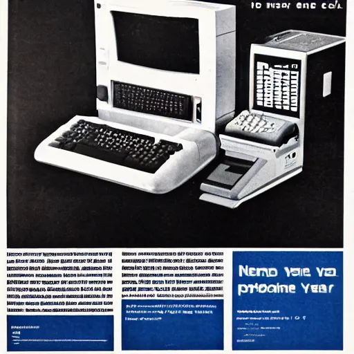 Image similar to magazine advertisement for retro wetware computer, 1 9 8 5