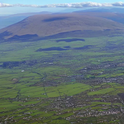 Prompt: mourne mountains aerial view