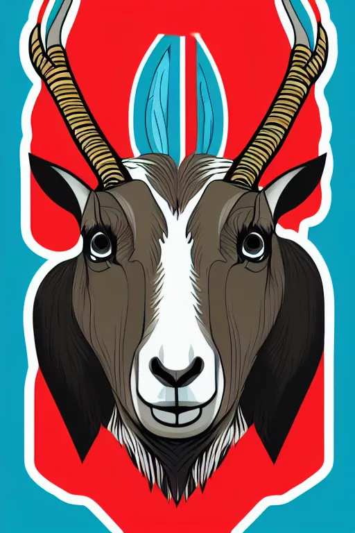 Image similar to Portrait of a drug dealer goat, sticker, andromorphic, colorful, illustration, highly detailed, simple, smooth and clean vector curves, no jagged lines, vector art, smooth