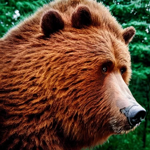 Prompt: man bear pig hybrid, bold natural colors, national geographic photography, masterpiece, full shot