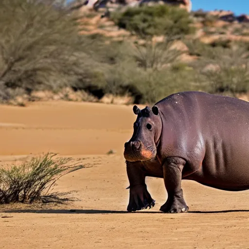 Image similar to a hippo in the desert