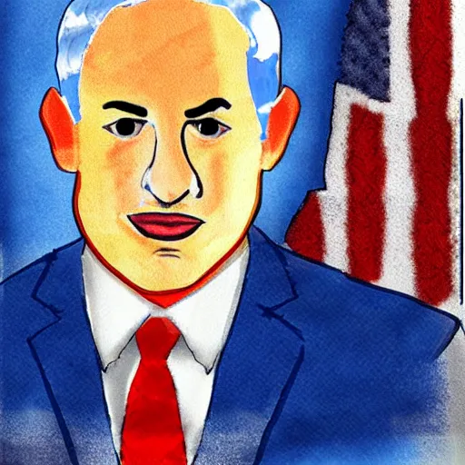 Prompt: portrait of benjamin netanyahu, by a child