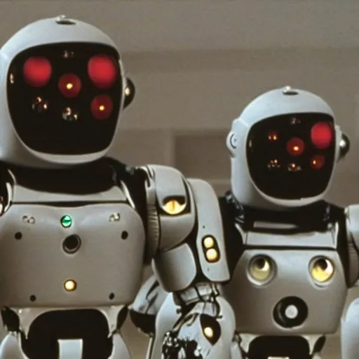 Image similar to film still of the 2001 movie robot invasion from planet 153