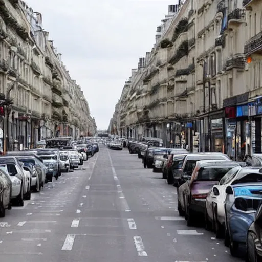 Image similar to une rue de paris vide avec des voitures garees en 2 0 2 0