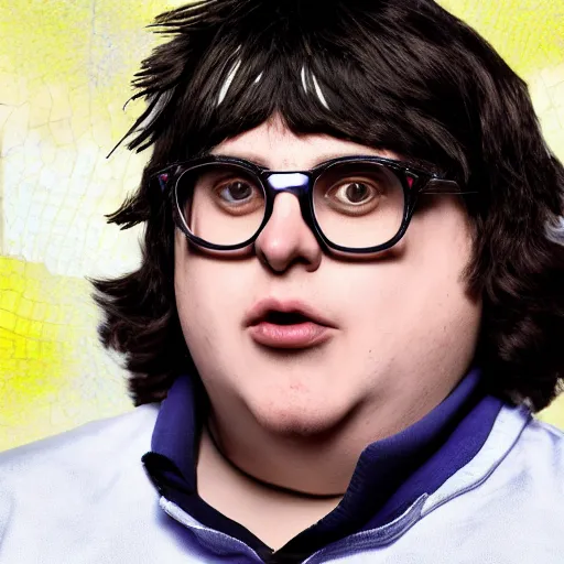 Image similar to andy milonakis as a goat, goat body, human head, anthropomorphic, 4 k, photorealistc, high details