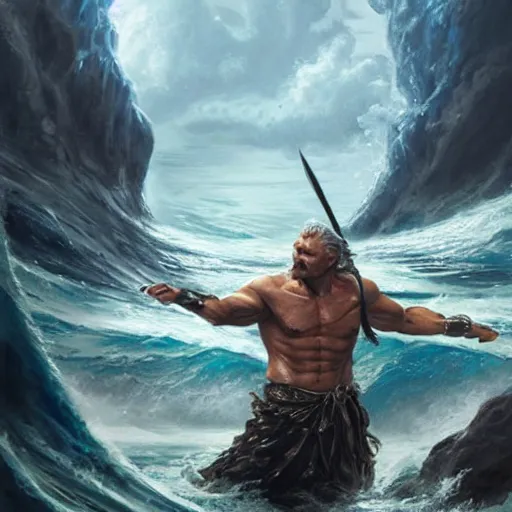 Image similar to poseidon, liam neeson, god of the ocean, d & d, fantasy, portrait, highly detailed, digital painting, trending on artstation, concept art, sharp focus, illustration, art by artgerm and greg rutkowski and magali villeneuve