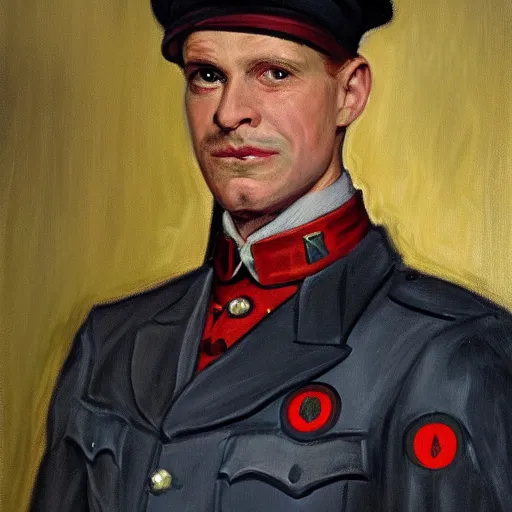 Image similar to portrait of spiderman as the german chancellor, 1 9 3 5, military uniform, oil on canvas by william sidney mount, trending on artstation