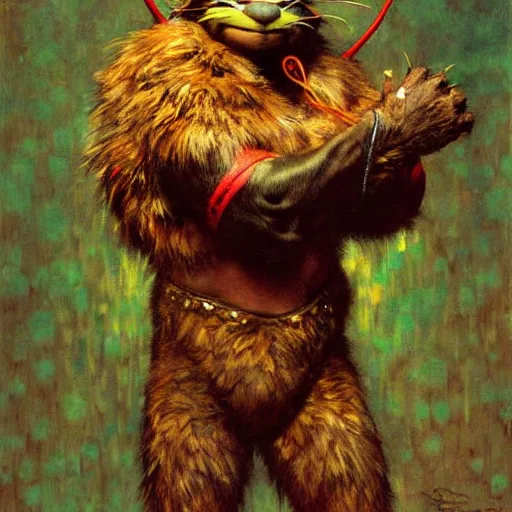 Image similar to furry splinter from tmnt wearing a red kimono hairy furry body furry arms feet. highly detailed painting by gaston bussiere craig mullins jc leyendecker gustav klimt artgerm greg rutkowski