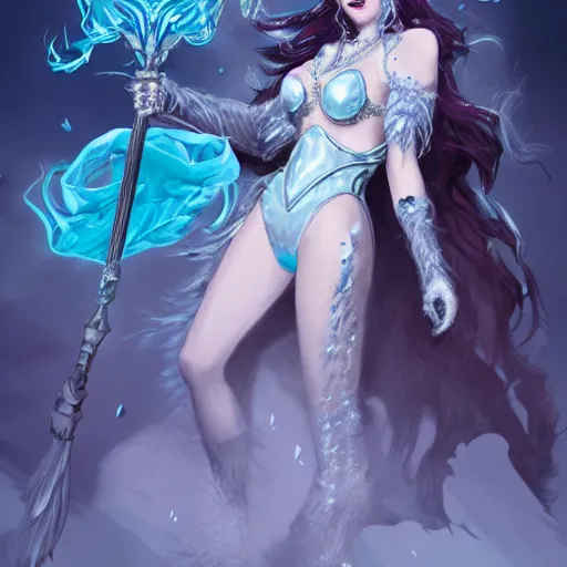 Image similar to ice witch destroys the patriarchy, trending on artstation, detailed art, high fantasy, beautiful