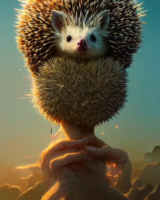 Prompt: highly detailed surreal vfx portrait of a sacred hedgehog, stephen bliss, unreal engine, greg rutkowski, loish, rhads, beeple, makoto shinkai and lois van baarle, ilya kuvshinov, rossdraws, tom bagshaw, alphonse mucha, global illumination, detailed and intricate environment