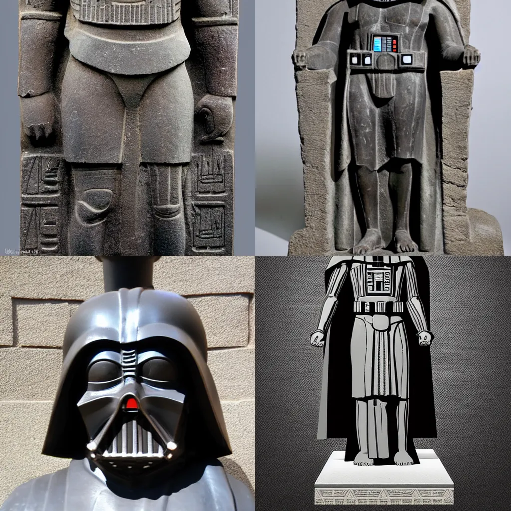 Prompt: ancient statue of darth vader in ancient egypt