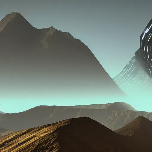 Image similar to a mountain made out of computer screens that display bitcoin logos, cinematic, post - apocalyptic landscape, unreal engine 5, harsh contrast lighting