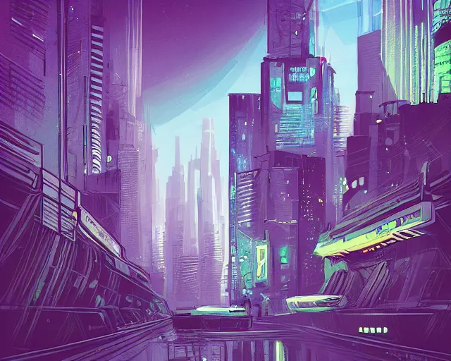 Prompt: alien supercity, illustration style of Alena Aenami