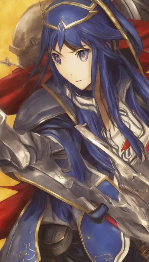 Image similar to Lucina from Fire Emblem by Yusuke Kozaki,beautiful,masterpiece