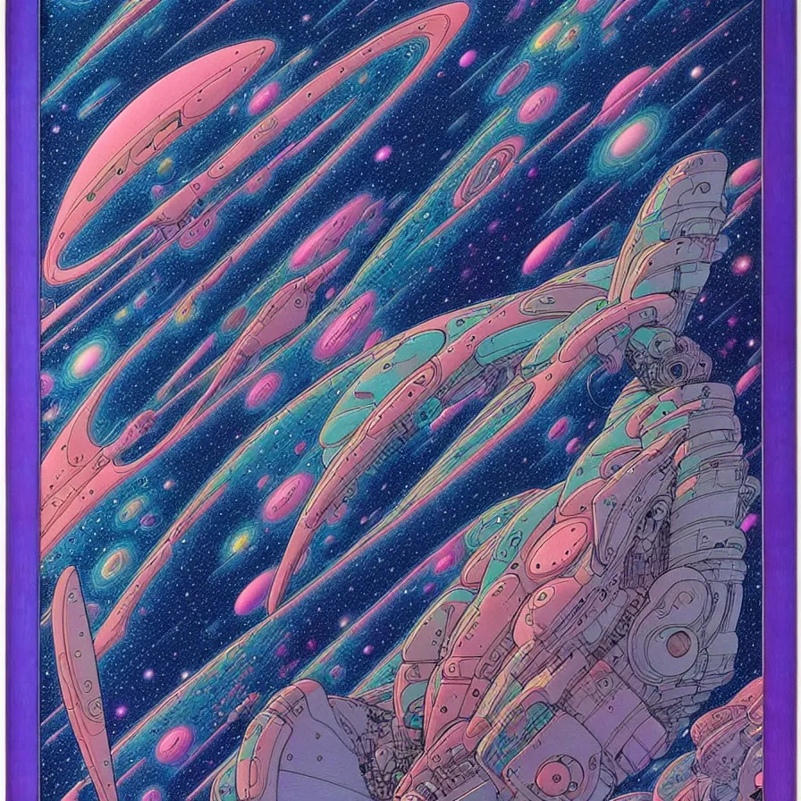 Prompt: ( ( ( ( beautiful edge of the galaxy, with decorative frame design ) ) ) ) by mœbius!!!!!!!!!!!!!!!!!!!!!!!!!!!, overdetailed art, colorful, artistic record jacket design