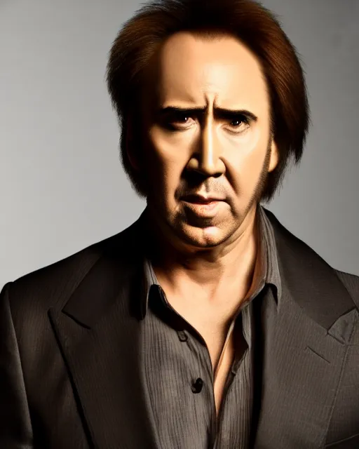 Image similar to nicolas cage headshot headshot even lighting