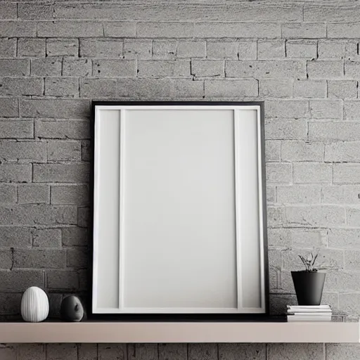 Prompt: a minimalist mockup photo with large rectangular blank frame, in a cozy coastal style home interior, light boho colors, trending on pinterest