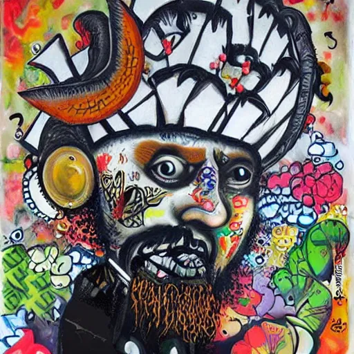 Image similar to transylvanian folk art, in the style of graffiti, made by david choe