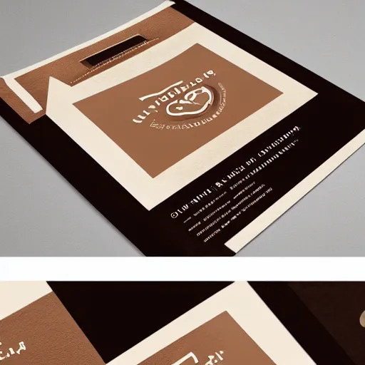 Prompt: square shaped flyer design for a coffee bean roasting company, layout design, dark brown and beige colour palette, template layout