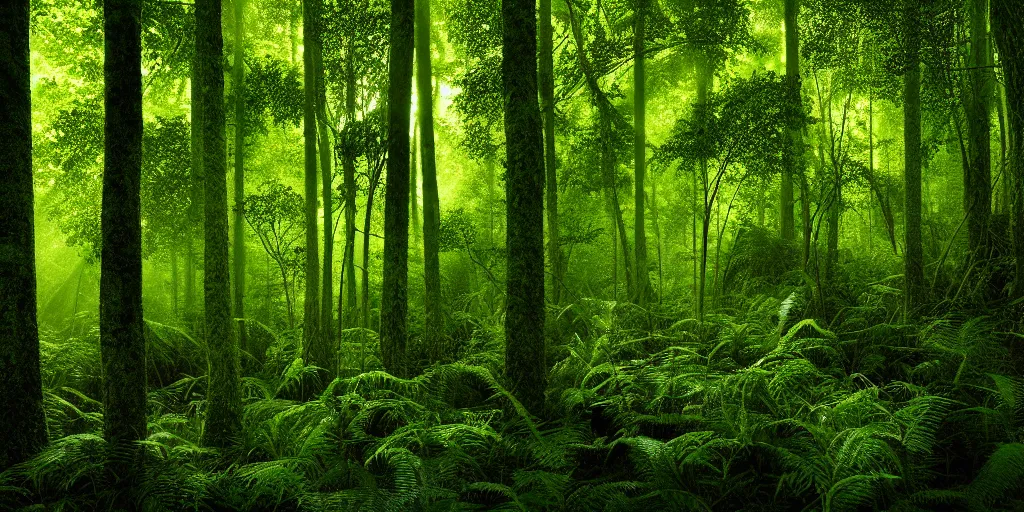 Image similar to lush forest, dense vegetation, against light, bright details, contrasting, daylight, highly detailed, by dieter rams, national geographic magazine, reportage photo, natural colors