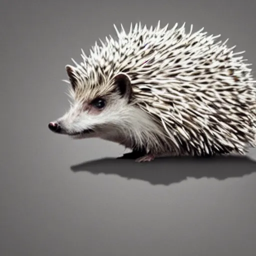 Image similar to a hedgehog sitting on top of white horse, photorealistic