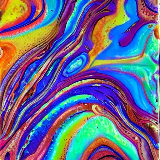 Image similar to acrylic pour painting, psychedelic, dreamy