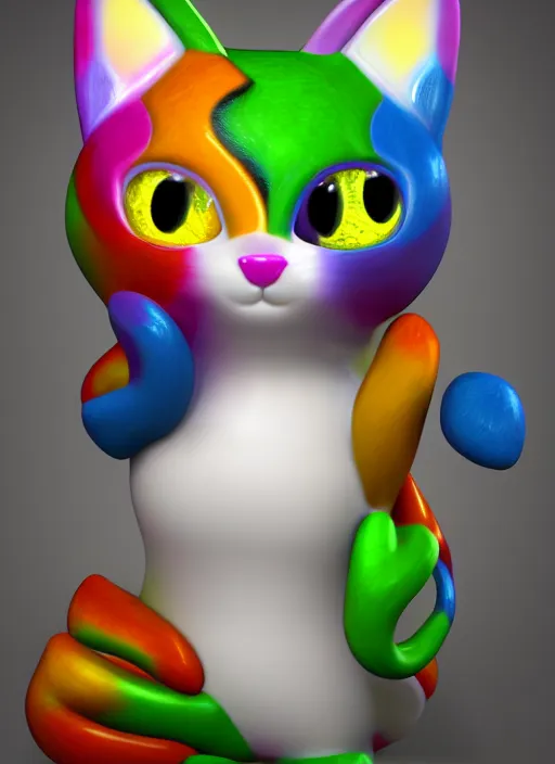 Image similar to magical tricolor cat studio ghilbi style render